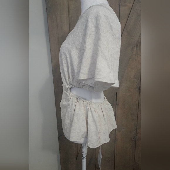 ASOS DESIGN linen look tee with open back in natural. Size US 6. NWT - Picture 13 of 15